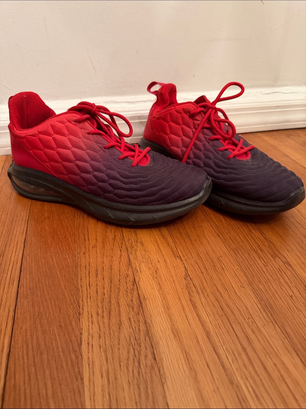 Red to Dark Purple Ombre Athletic Sneakers.